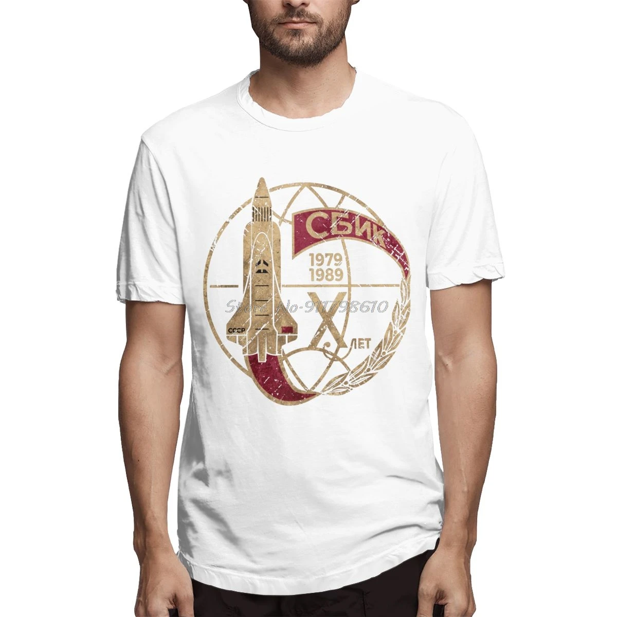 CCCP Space Shuttle T Shirt Plus Size O-neck Cotton Short Sleeve Men Tees Streetwear Harajuku | Мужская одежда