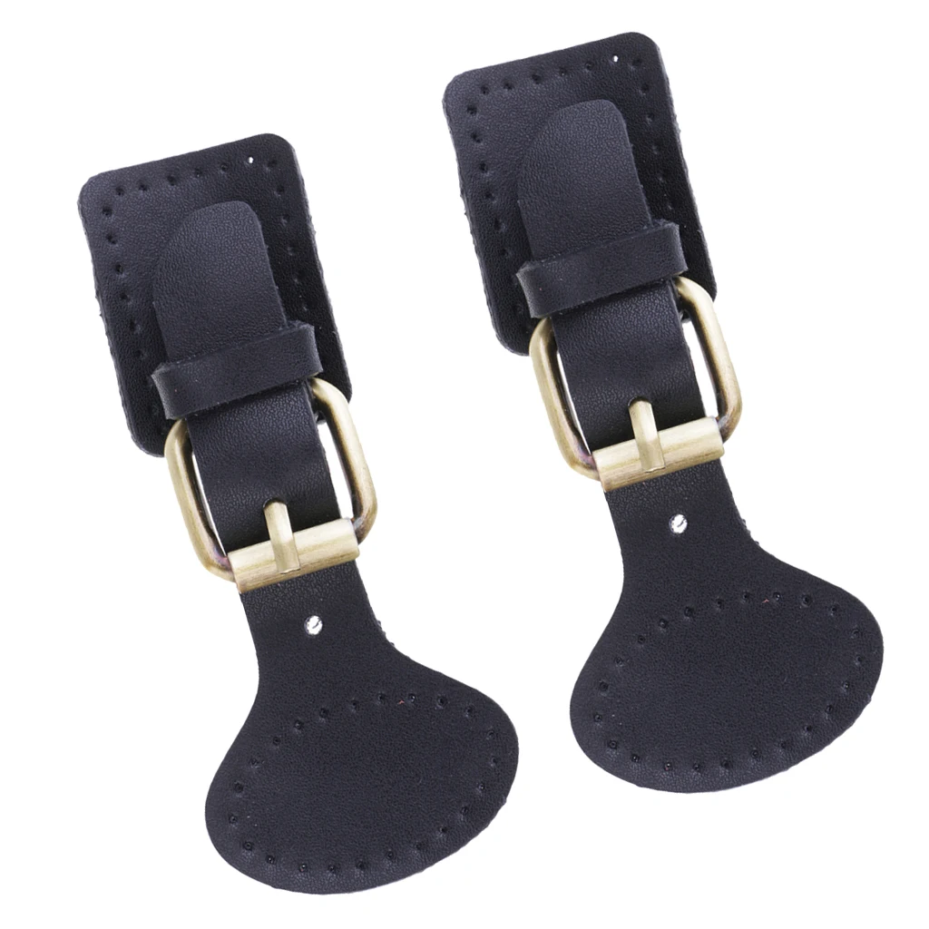 2 набора пуговиц из сплава и кожи с прострочкой Пришивные кожаные пряжки черный