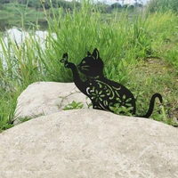 unique art stake durable portable realistic black cat shape sign stake sign stake silhouette stake