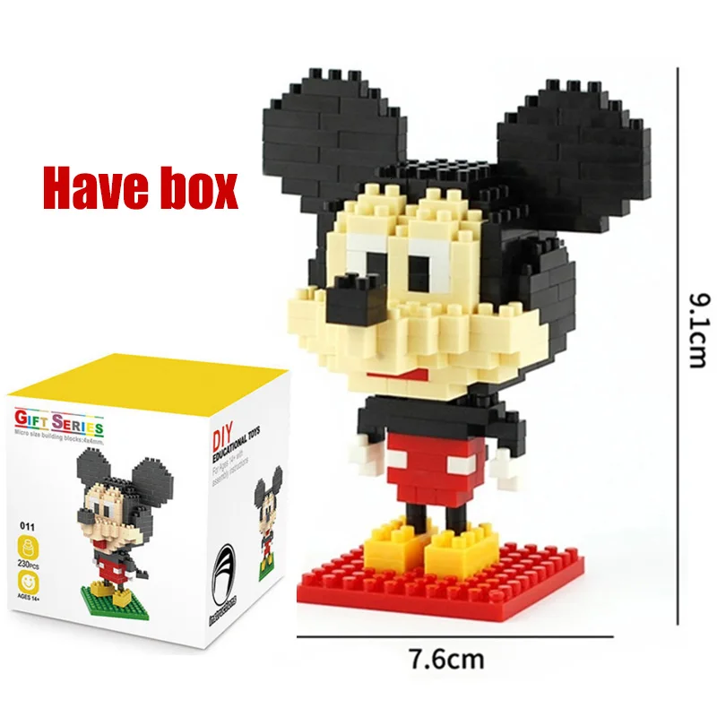 Пластиковые мини-блоки Disney Микки Минни Дональд мультяшная утка модель сделай сам