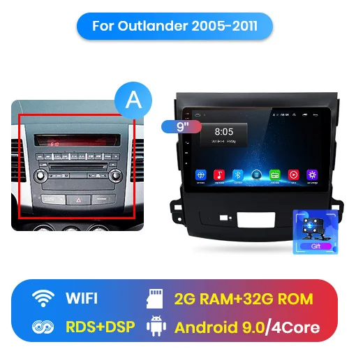 Junsun V1 2 дин магнитола андроид 8.1 навигатором For Mitsubishi Outlander xl 2007 2008 2011 Android 8.1 Штатное Головное устройство для Мицубиси Аутлендер 2 штатная магнитола автомобильная мультимедиа aвтомагнитола 40 - Цвет: WIFI (2GB 32GB) A