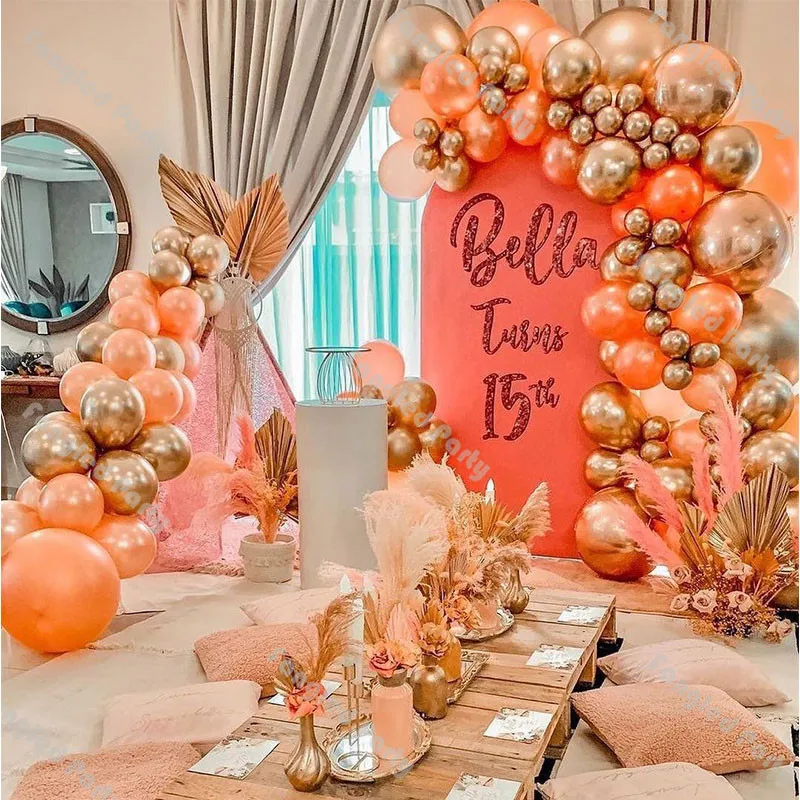 108 шт. жемчужный шар цвета розового золота комплект гирлянды хром золото 4D