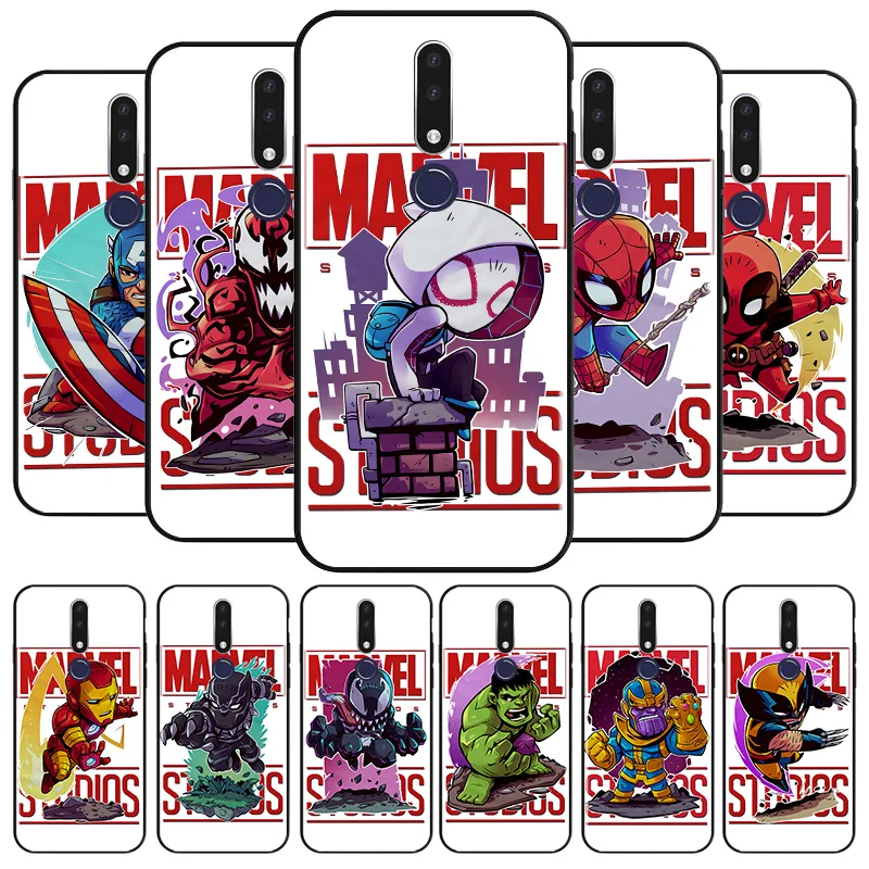 

Printed Cute Marvel Hero For OPPO A94 A11 X A9 A12 E A93 A92 A73 A72 A53 S A52 A32 A31 AX7 A7 A5 Pro 2020 Black Phone Case