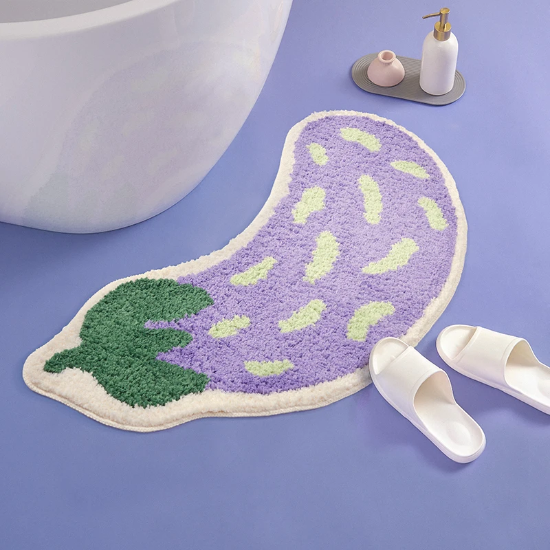 

Eggplant Bathroom Rug Fluffy Carpet Toilet Kitchen Area Floor Mat Door Mats Soft Anti Slip Pad Home Kids Room Nursery Decor