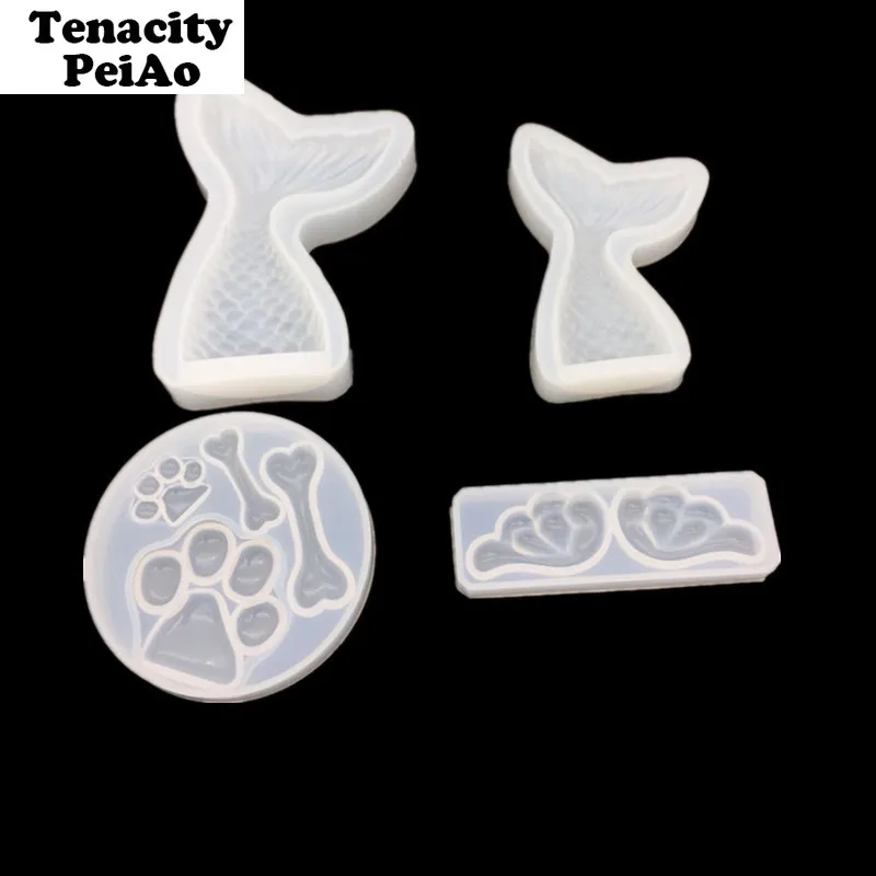 Форма из жидкого силикона Смола поделки украшения подвеска рыбий хвост ожерелье