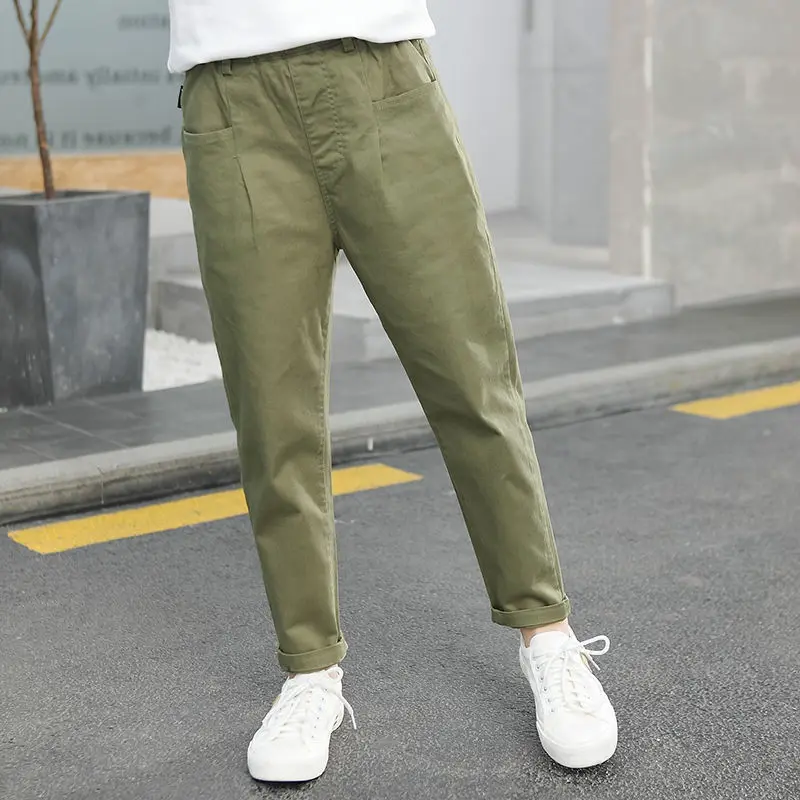 

New Baby Girls Cotton Thin Pants Spring Autumn Kids Girl Pants Fashion High Waist Long Trousers Children's Solid Color Pant J136