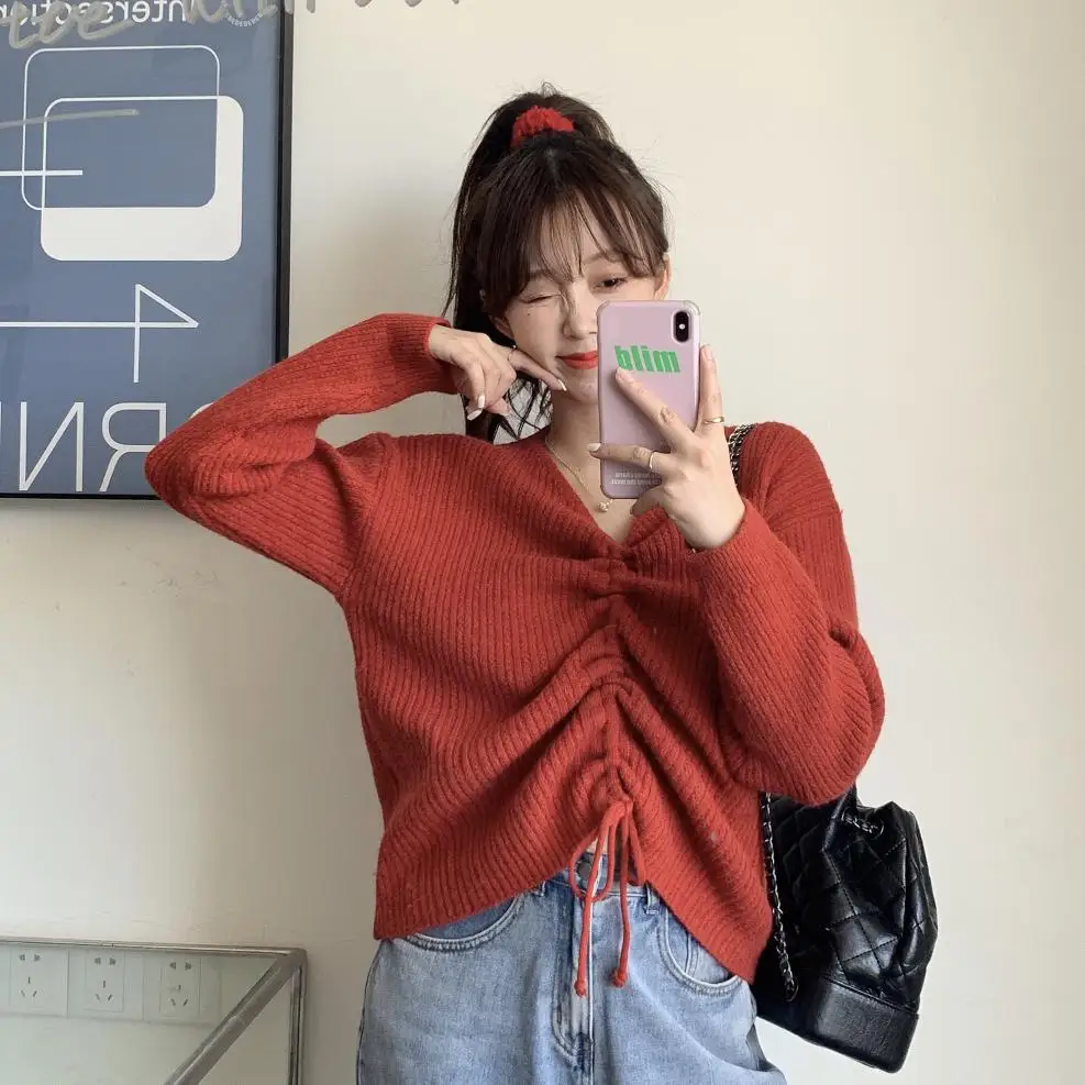 

Make firm offers ~ M easy design feeling lazy early autumn wind draw string sweater female sweet sweater coat