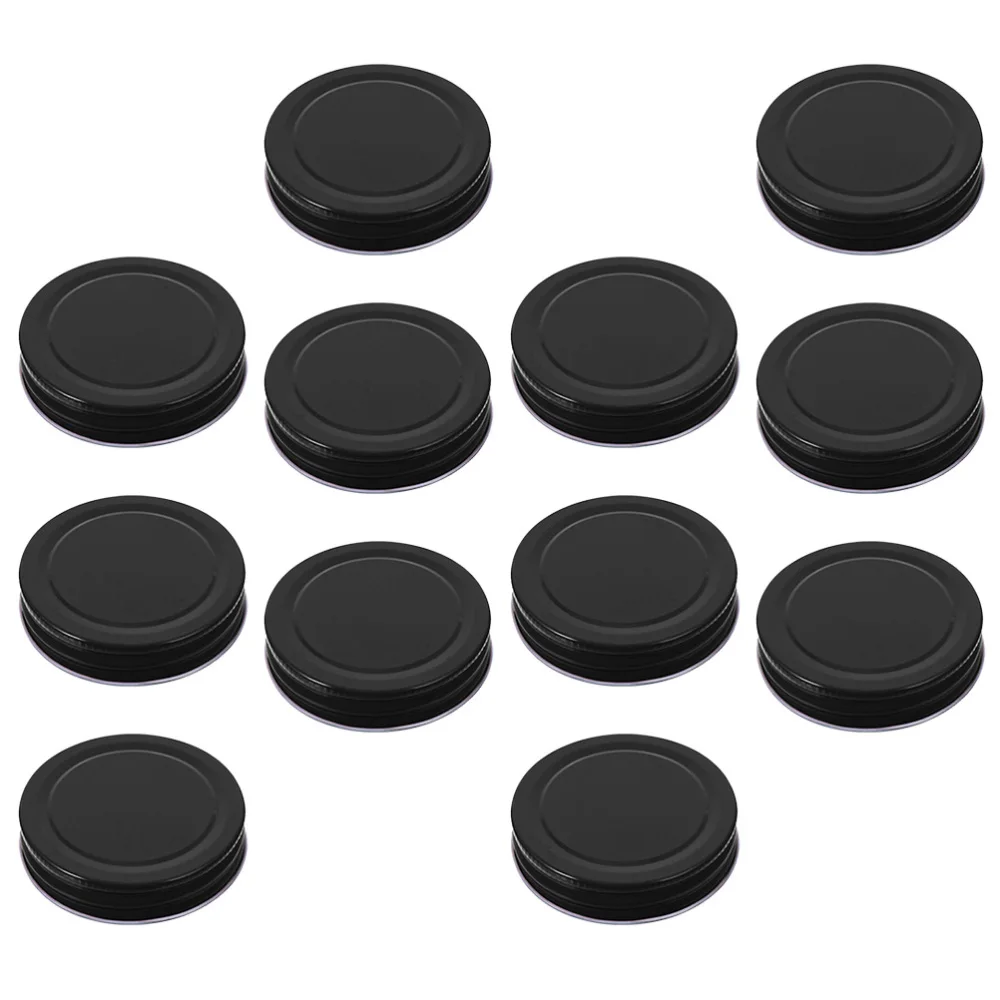 

16pcs Durable Sealing Caps Leakproof Tinplate Lids Covers (Black)