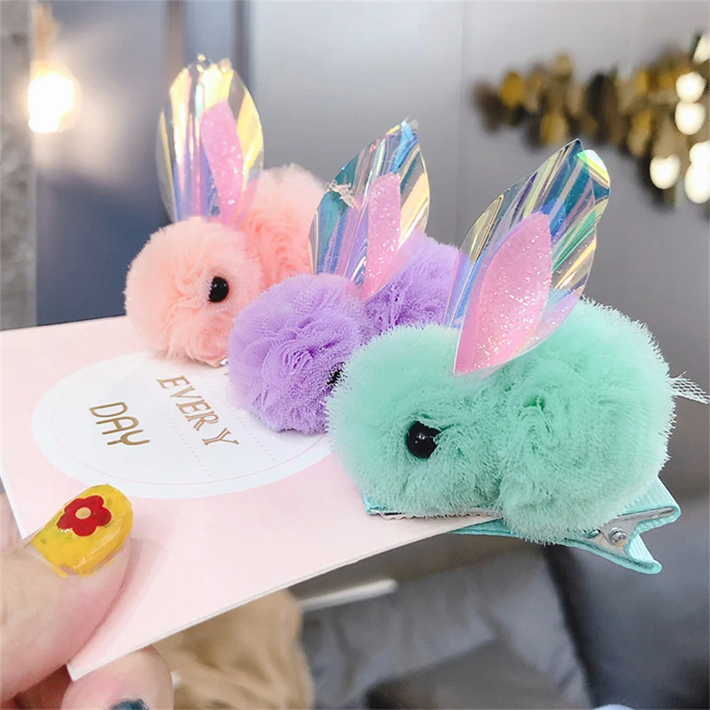 

1pcs Children Hairpin Girls Cute Cartoon Snow Yarn Rabbit Hairpin Princess Hair Pin Headband Baby Top Clip Fashion Hair Accessor
