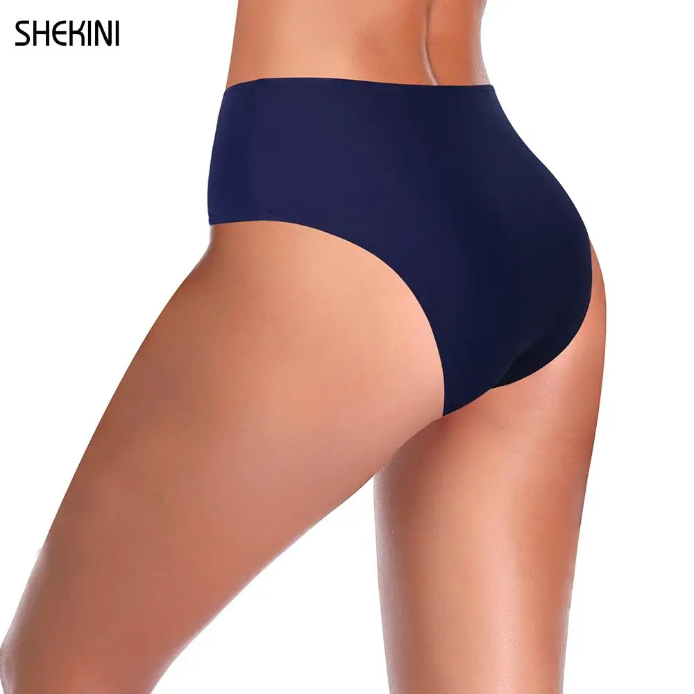 

SHEKINI Women's Swimsuit Panties Striped High Waisted Separate Bikini Bottom Ruched Short Bottoms Solid Beach Swim Biquini