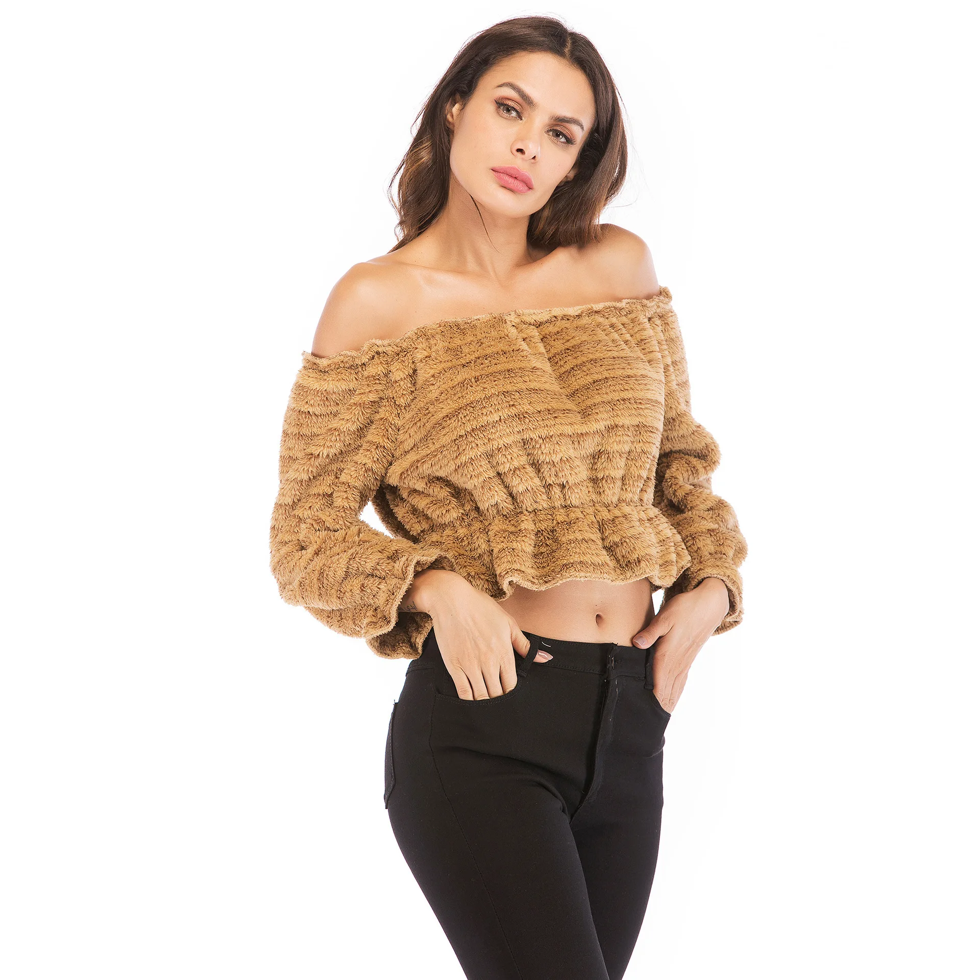 Взрывное плюшевое короткое пальто сезон осень зима меховая теплая короткая