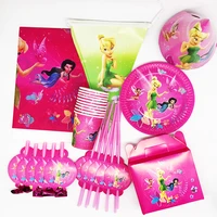 63pcs tinkerbell disposable tableware girls birthday party decorations tinker bell plates napkins cups baby shower decorations