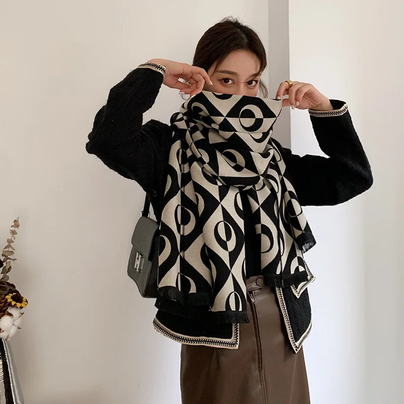 

2021 Winter Shawls And Wraps Cashmere Scarf Women Designer Hijab Thick Blanket Ladies Long Pashmina Bufanda Echarpe Neckerchief