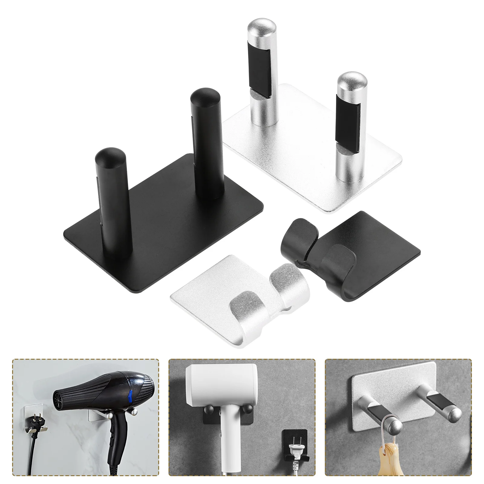 

Universal Hanger Space Aluminium Hair Dryer Holder Free Punch Organizer Wall Mount Bracket Waterproof Bathroom Accessories