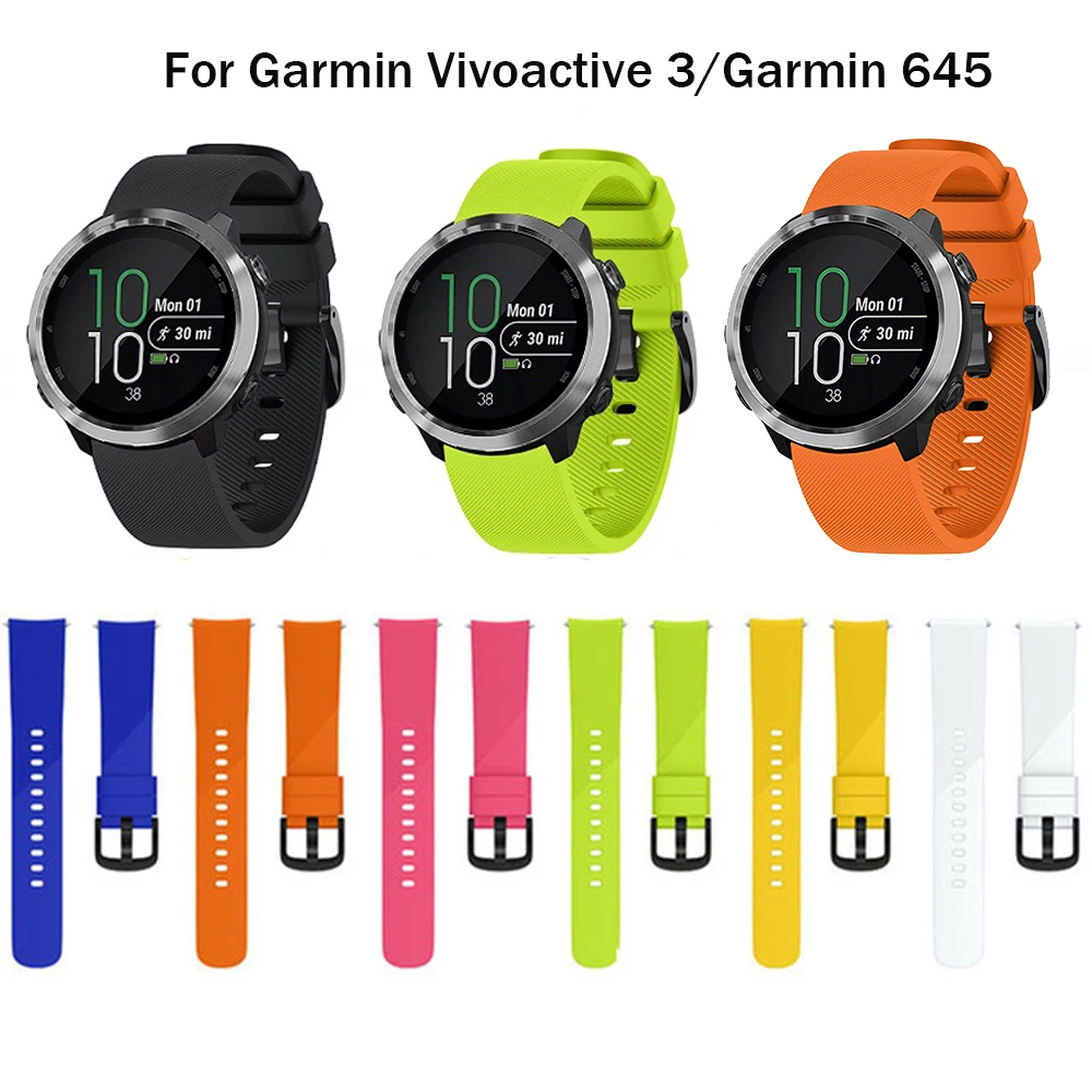 8 цветов силиконовый ремешок на запястье для Garmin vivoactive 3 Forerunner 645 Smartwatch Huami Amazfit Bip