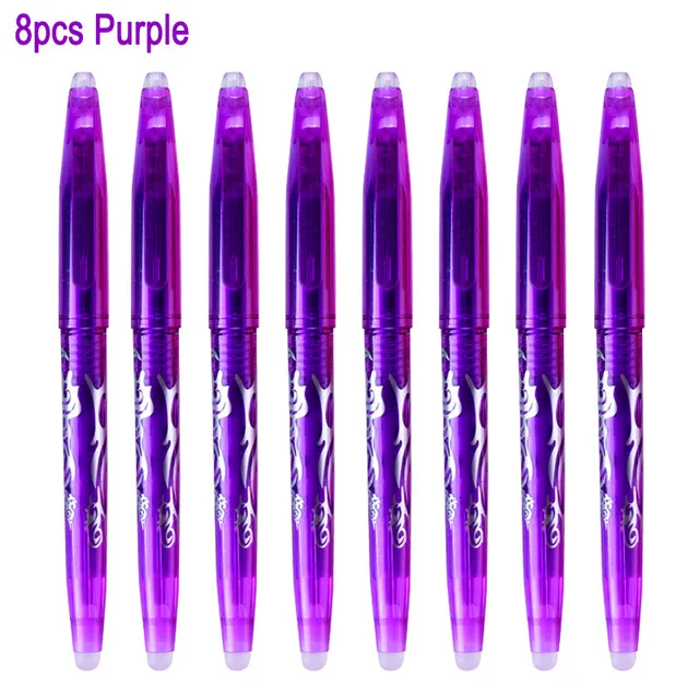 8pcs purple DELVTCH 0,5 мм стираемые костюм гелевая ручка синий/черные чернила магия стираемую заправки и ручки Комплект для школы и офиса пишущих инструментов студент S - Цвет: 8pcs purple