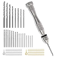 cordless drill pin vise hand drill with 24 pieces twist drill bits and 100 pieces eye screw pins for resin wood keychain making