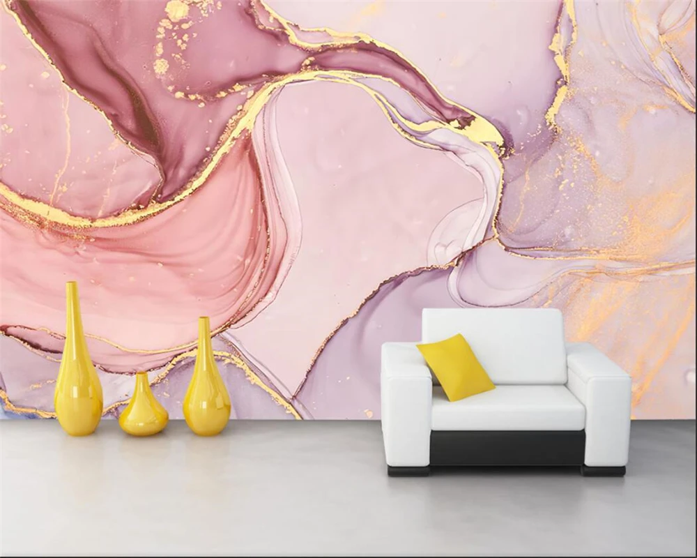 Обои под заказ с мраморным рисунком розовые синие фоновые росписи украшение для