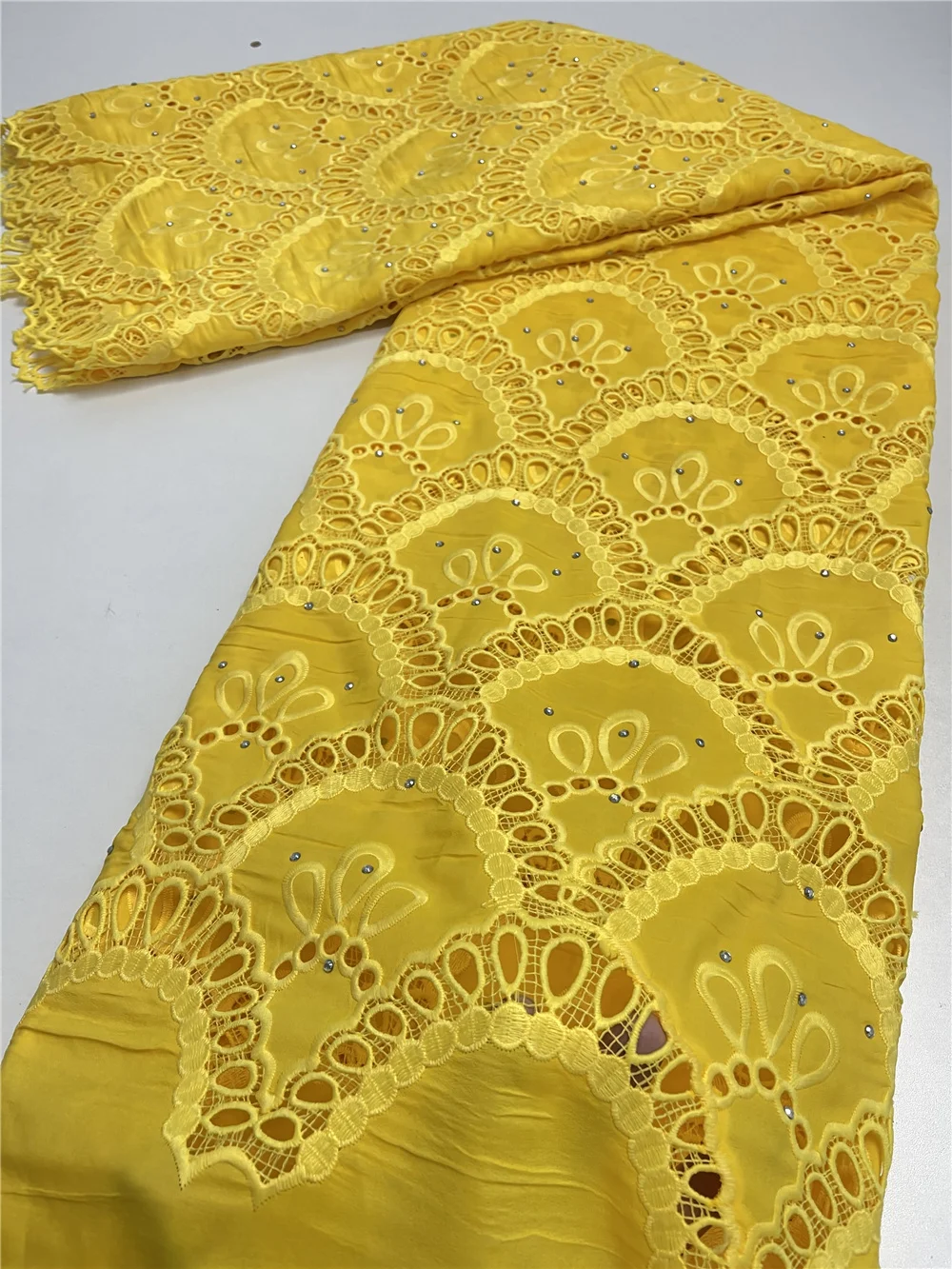

NI.AI French Chiffon Stones Tulle Lace Fabric Embroidery Nigeria Lace Fabrics 5 Yards African Lace Fabric For Wedding 4076B