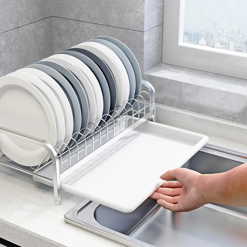 

304 Stainless Steel Drying Dish Rack Kitchen Organizer Drainer Plate Holder Storage Shelf over Sink Container Accessories Tools