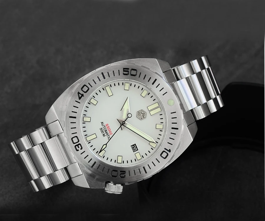 Мужские часы Lugyou San Martin Deep Sea Diver, автоматический Сапфир, водонепроницаемость 500 м, светящаяся нержавеющая сталь, ограниченная серия