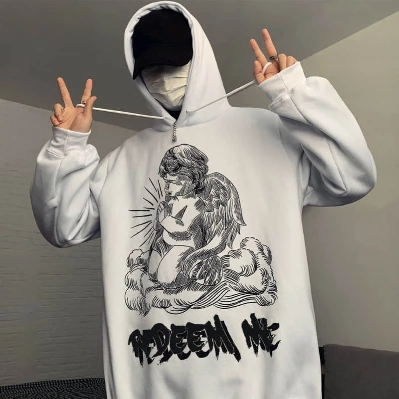 

Sweatshirts Men And Women Hip-hop Hooded Plus Velvet Trend Long-sleeved Thick Top Autumn And Winter New Loose Hoodies