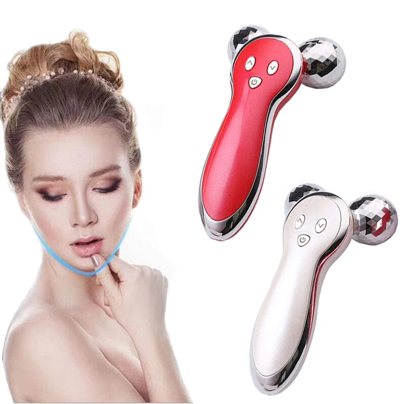 

3D massage roller micro-current vibration electric slimming V-shaped face lifting firming 360 degree rotating massager