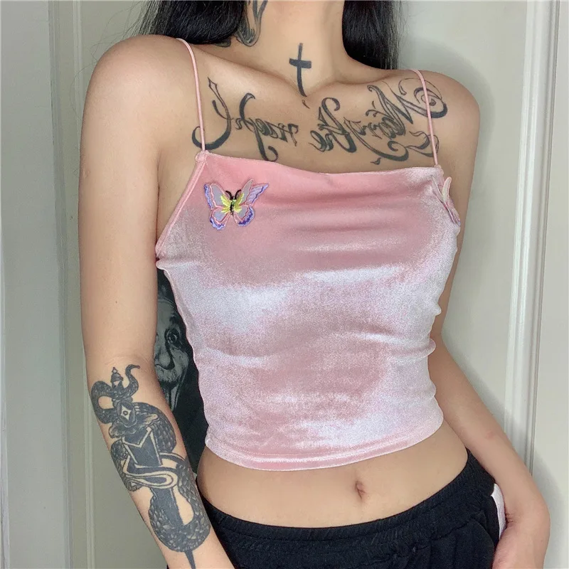 Meihuida 2020 женский сексуальный бархатный укороченный топ на бретелях спагетти