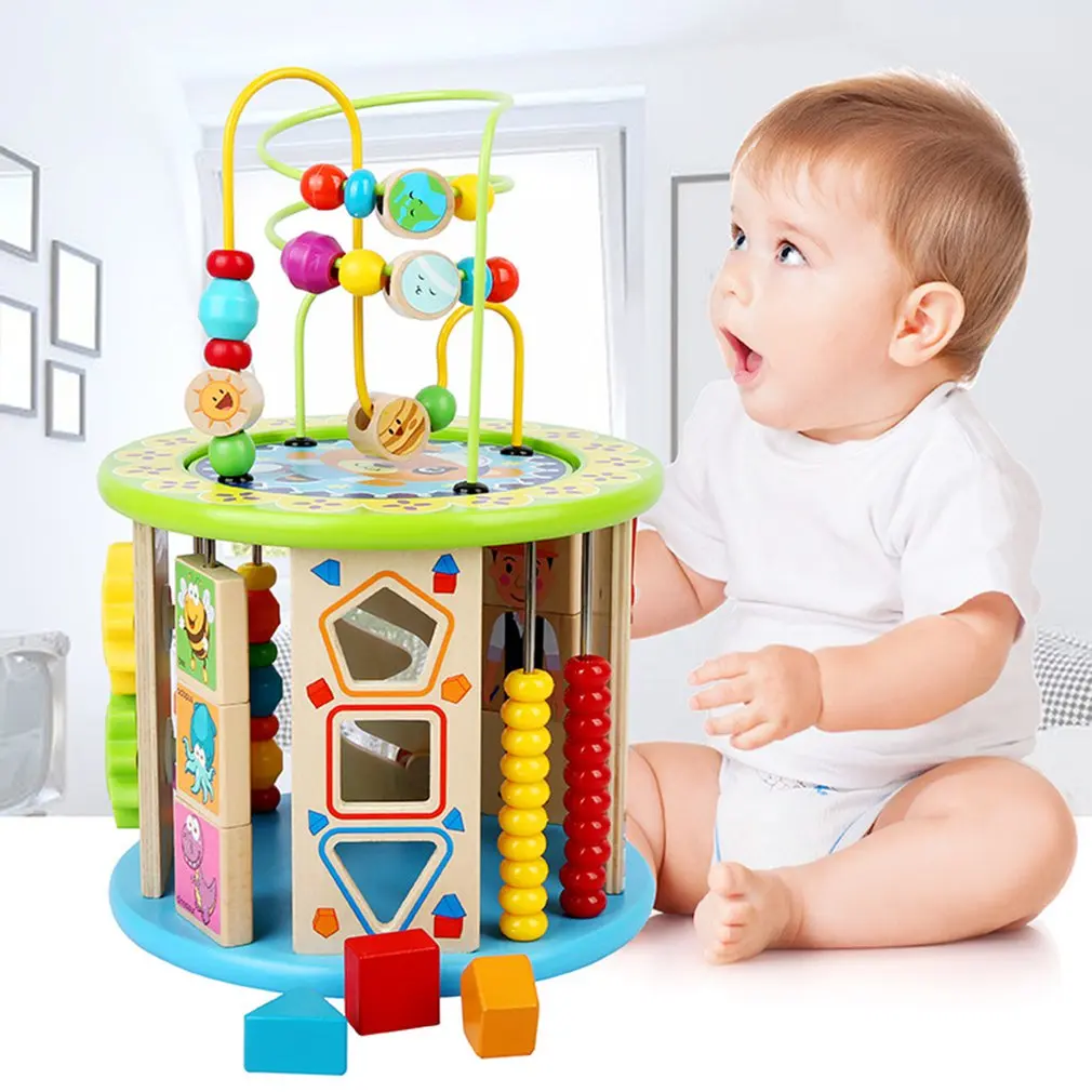 

Детский деревянный куб для развития моторики, деревянный лабиринт, игрушка для развития моторики, маленькие животные