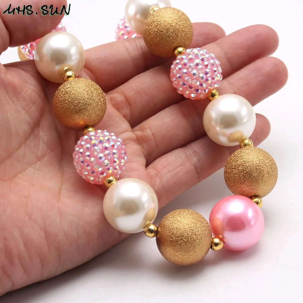 MHS.SUN Fashion Chunky Beads Necklace Baby Girls Bubblegum For Child Kids Toddler Beaded Handmade Jewelry | Украшения и