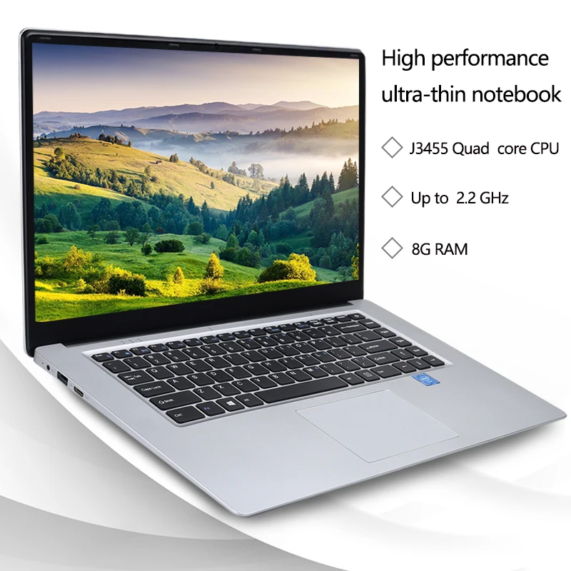 Feed me ноутбук 15,6 дюймов 8 ГБ ОЗУ 256 ГБ/512 ГБ SSD intel J3455 четырехъядерный ноутбук с FHD дисплеем ультрабук WiFi