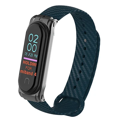 Blue Для Mi Band 4 3 спортивный мягкий силиконовый браслет на запястье из углеродного волокна Miband 4 Mi band 4 браслет для Xiaomi Mi Band 4 Металлический Чехол - Цвет: Blue