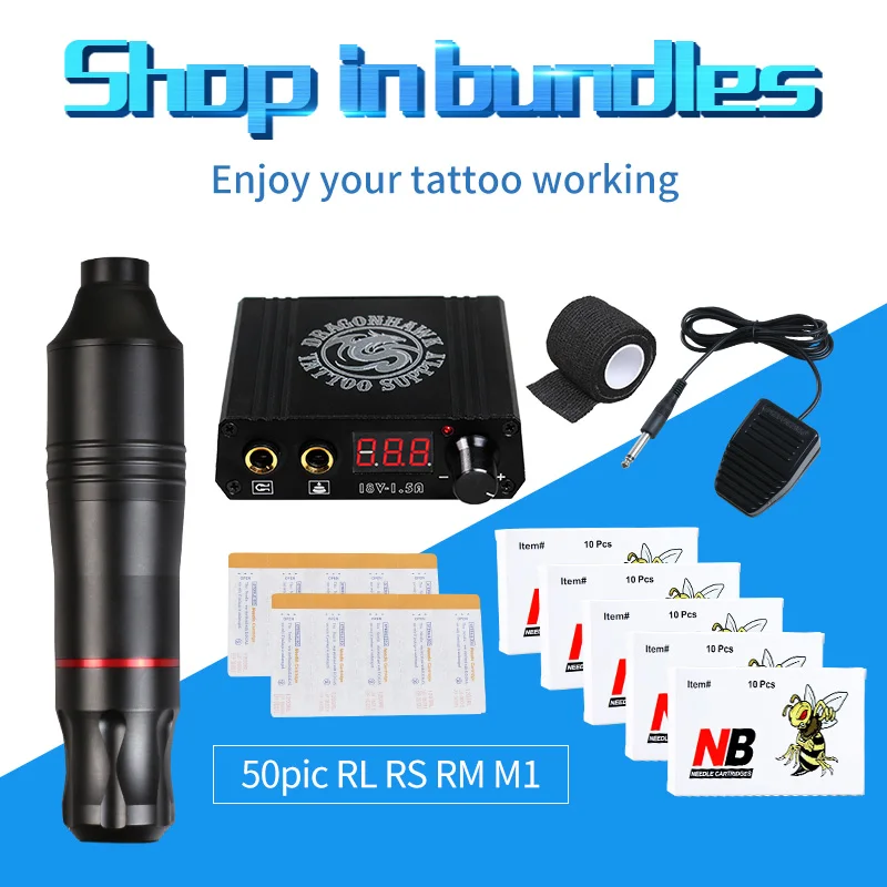 Pen Power 50 Needles Ротационная машинка для татуажа, мощный мотор, брендовые Пистолеты для бровей, губ, Перманентный макияж, бесплатный подарок, поставки - Цвет: Pen Power 50 Needles