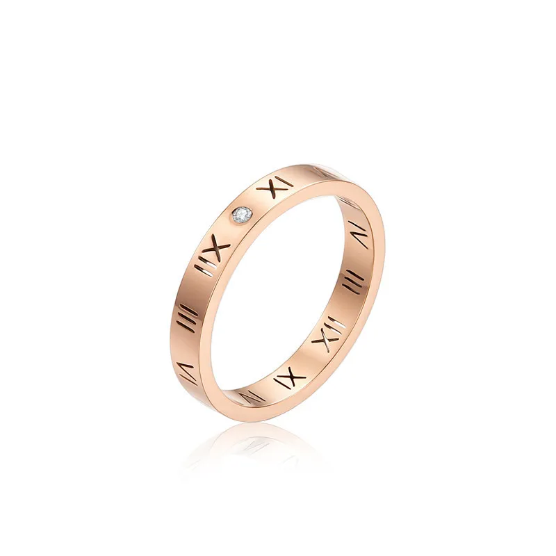 

Width 4mm Ring 2021 Trend Korean Style Romantic Stainless Steel Couple Rings For Women Rose Gold Set Zircon Jewelry YMS R214
