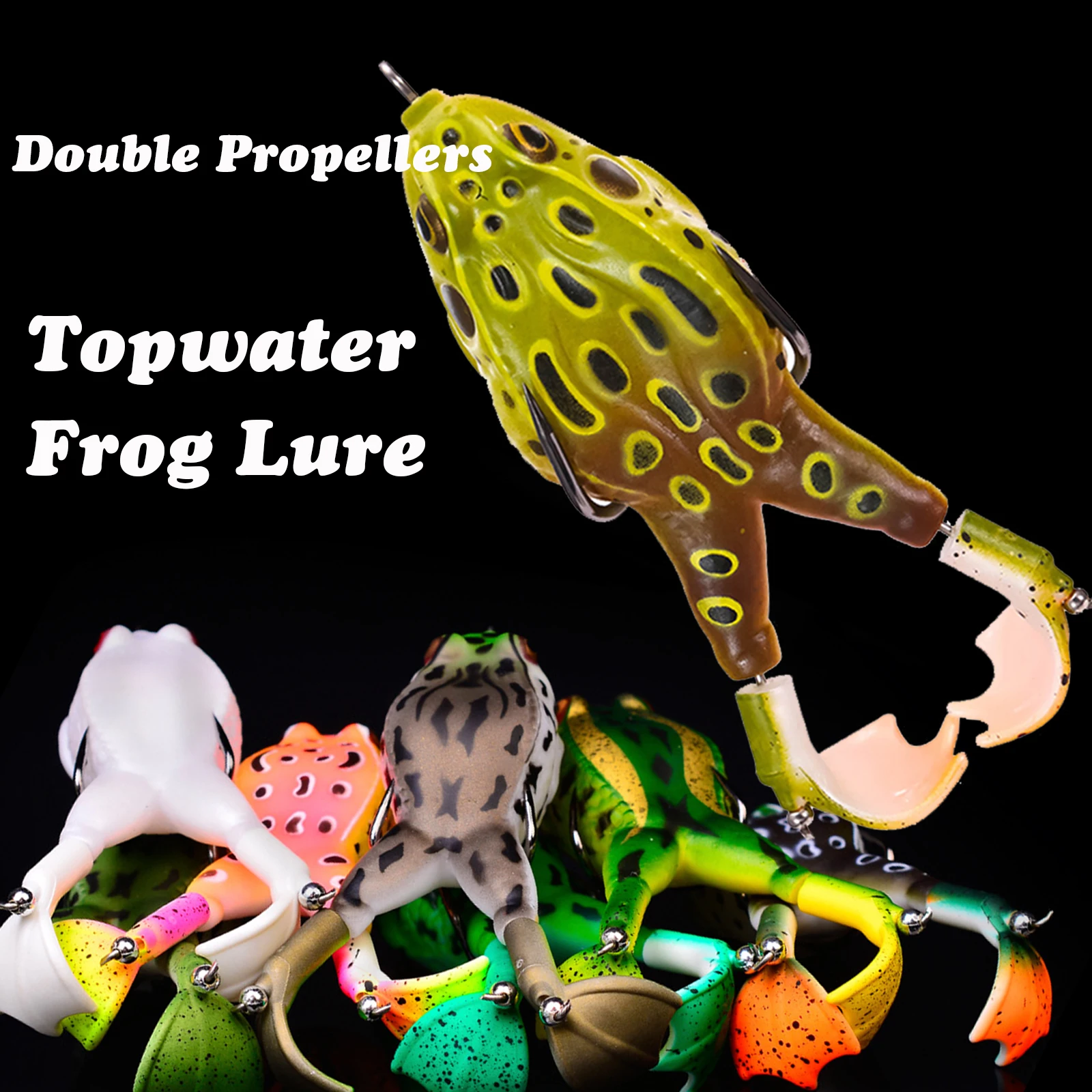 

Weedless Hooks Soft Swimbait Bass Trout Fishing Lures Double Propellers Realistic Design Prop Frog Topwater Frog Lure