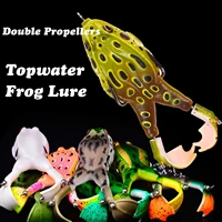 weedless hooks soft swimbait bass trout fishing lures double propellers realistic design prop frog topwater frog lure