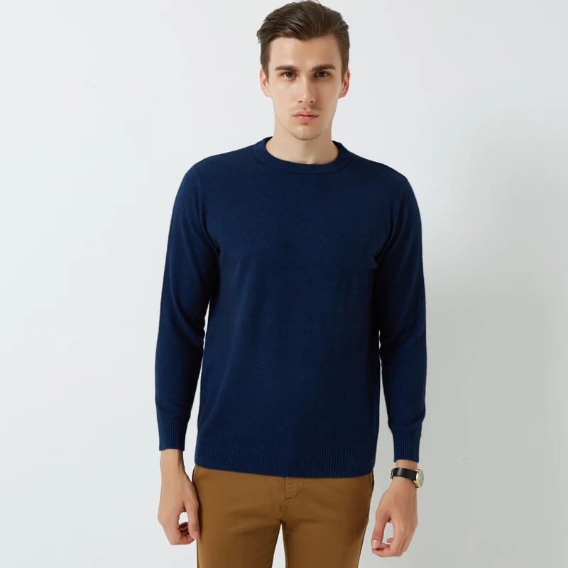 Свитер мужской зимний теплый с длинным рукавом и круглым вырезом | Мужская одежда