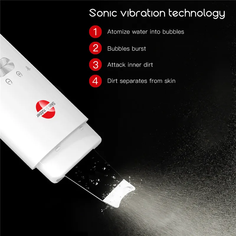 

Rechargeable Ems Ion Ultrasonic Vibration Face Skin Scrubber Facial Cleaner Peeling Blackhead Removal Exfoliating Pore Cleaner