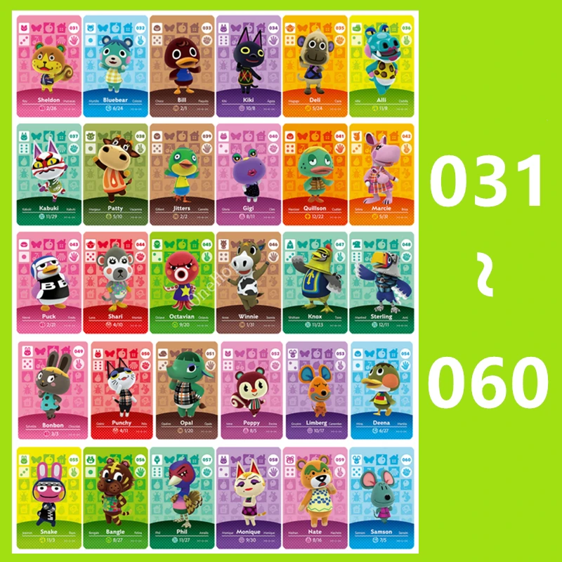 

NO.031~060 Animal Card Work for NS NFC Games Series 2 Ntag215 Tag