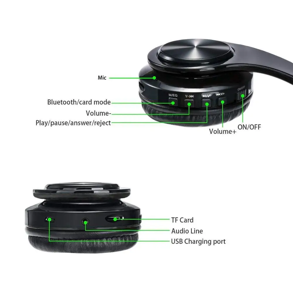 Bluetooth наушники с микрофоном VANCCA Складная Выдвижная Hi-Fi глубокий бас беспроводные