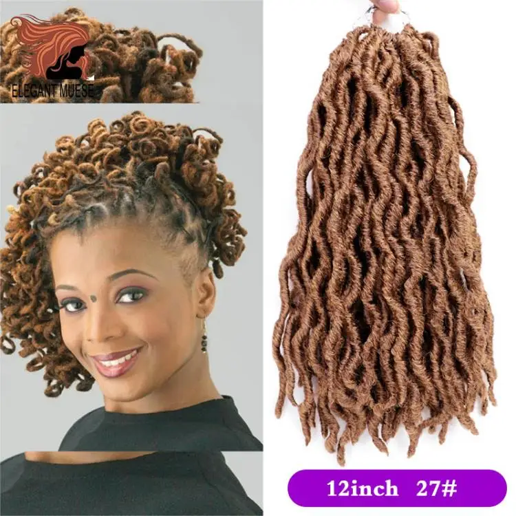 Элегантный MUSES Goddess Nu Locs, мягкие вязанные крючком волосы, косички, 12, 18 дюймов, faux Locs CURLY, синтетические волосы, предварительно петля, вязанные крючком косички
