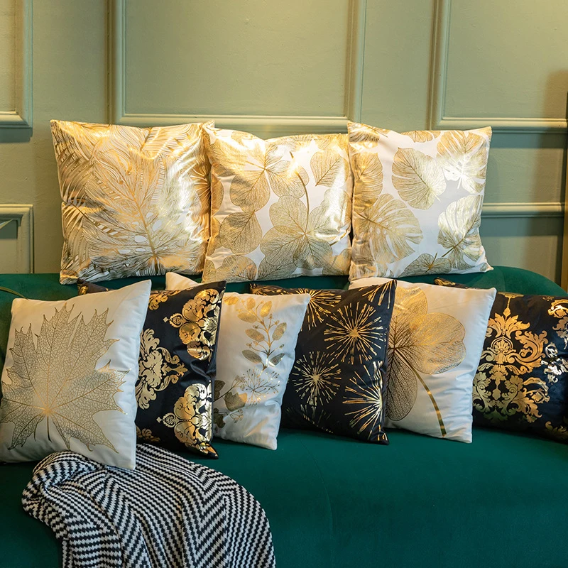 

Home Geometric Bronzing Pillowcase Sofa Bed Short Plush Pillow Cushion Backrest Back Cover Home Textiles