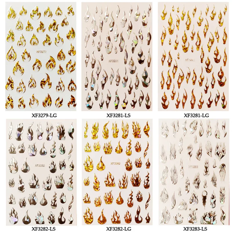 Красочные стикеры 3D на ногти Nail Art Переводные снежинки дизайн золото наклейка