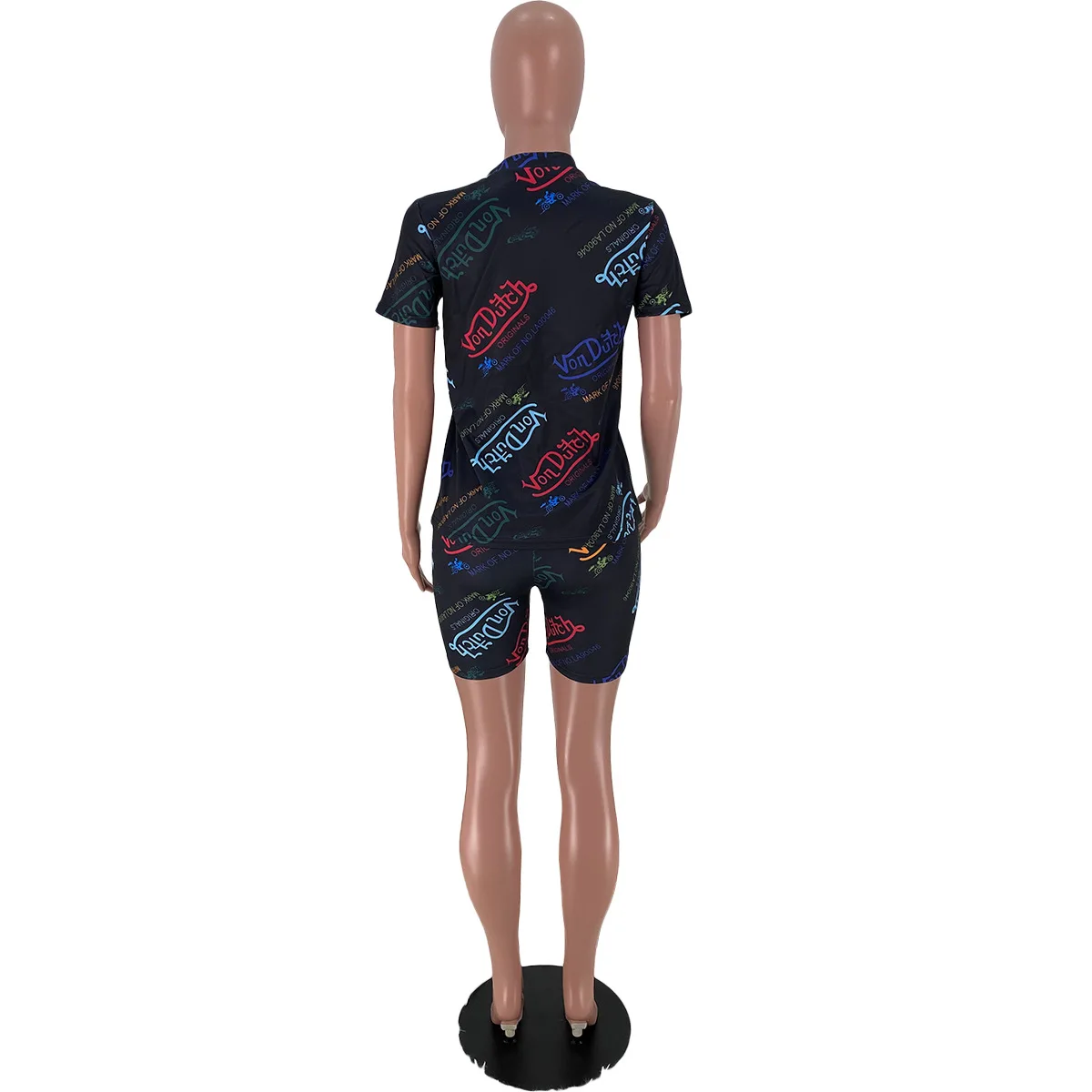 

Casual Von Dutch Outfits Two Piece Women Fashion 2021 Summer Two Piece Biker Short Set Cotton