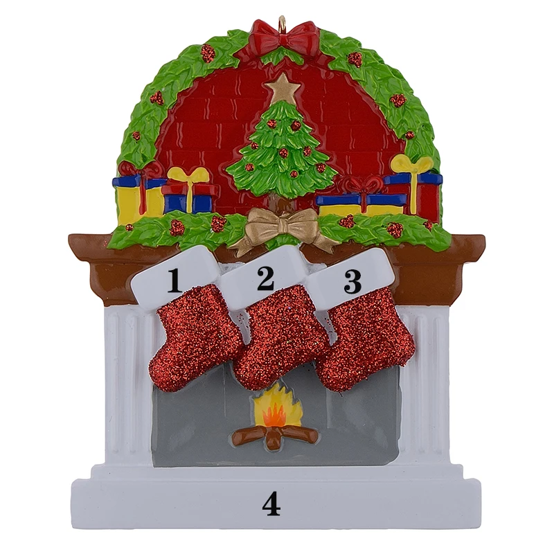 Блестящие чулки для камина из смолы рождественские украшения семьи 3 человек