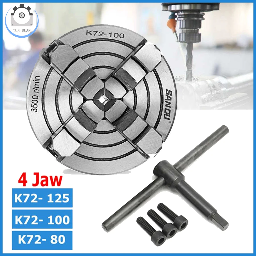 

SANOU K72-100 100mm 4 Jaw Lathe Chuck Independent & Reversible Jaw 4" for CNC Drilling Milling woodworking