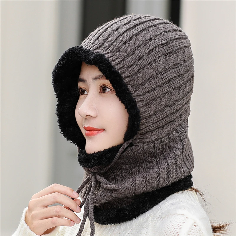 Бархатный теплый шарф с капюшоном флисовая шапка для мужчин и женщин зимняя