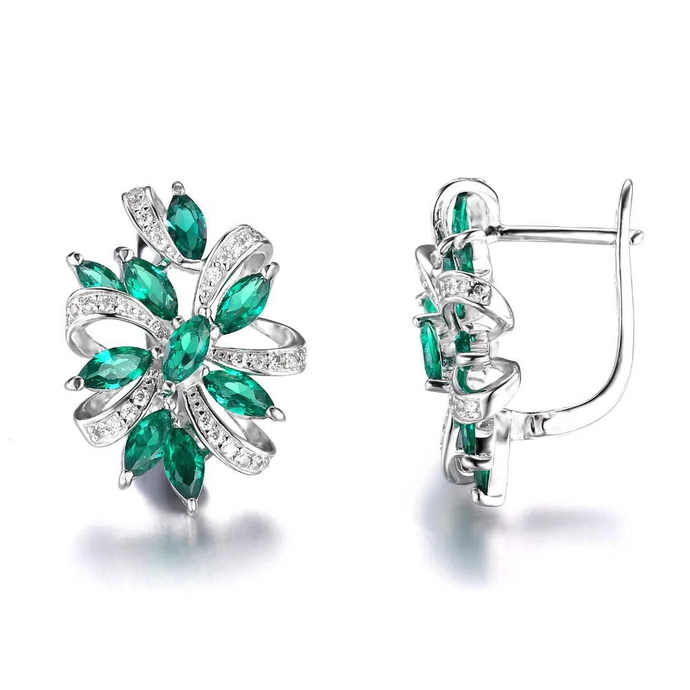 Женские серьги гвоздики из серебра 925 пробы с изумрудом|clip on earrings|clip earringsclip earrings for