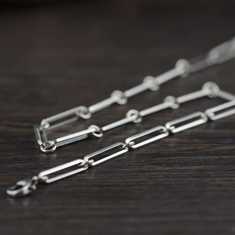 

Real 100% S925 Sterling Silver colour link Chain Necklaces Women Men Gift Retro Punk Fashion Accessories 16-18 inches Jewelry