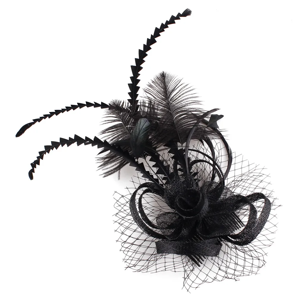 

Artistic Sinamay Feather Fascinator Headband Women Bride Linen Headpiece Cocktail Hair Accessories Wedding Headwear XMF242
